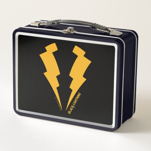 Black Lightning Bolts Graphic Metal Lunch Box