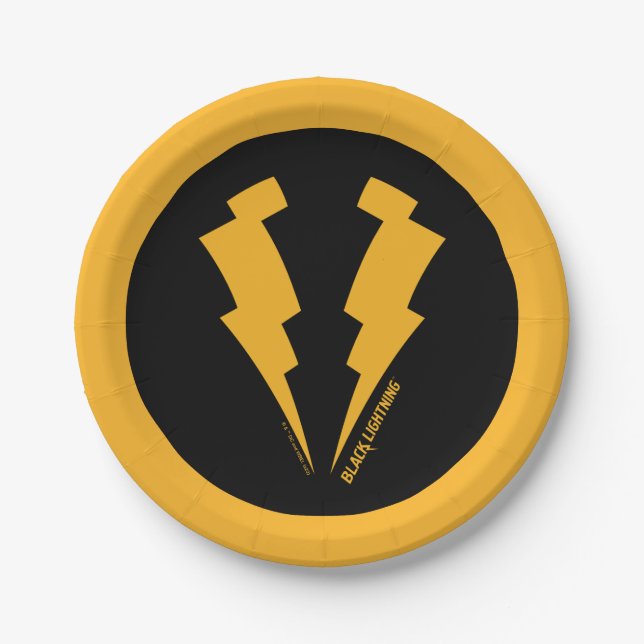 Black Lightning Bolts Graphic Paper Plates (Front)