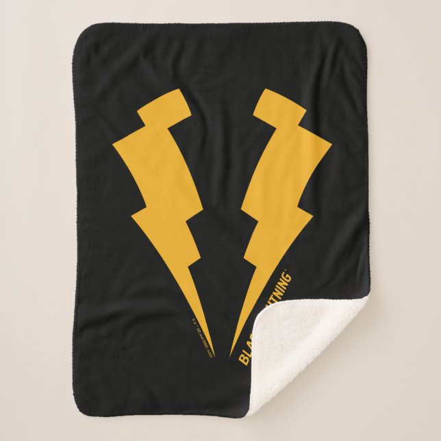 Black Lightning Bolts Graphic Sherpa Blanket (Front)