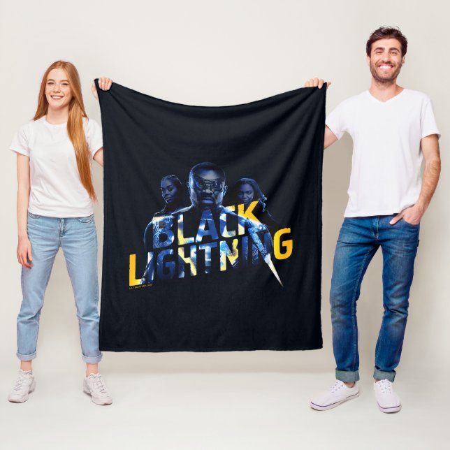 Black Lightning Heroes Graphic Fleece Blanket (In Situ)