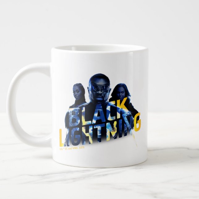 Black Lightning Heroes Graphic Giant Coffee Mug (Left)