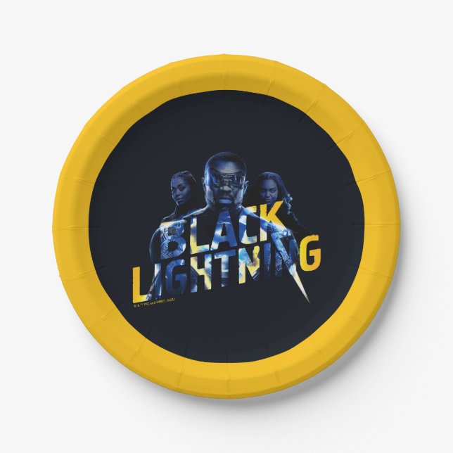 Black Lightning Heroes Graphic Paper Plates (Front)