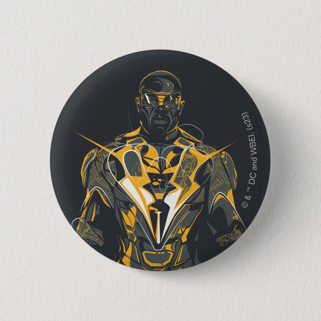 Black Lightning Illustration Button (Front)