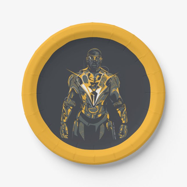 Black Lightning Illustration Paper Plates (Front)