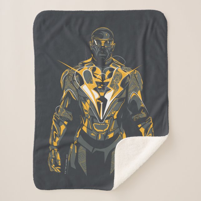 Black Lightning Illustration Sherpa Blanket (Front)