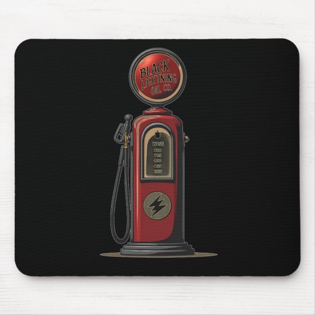 Black Lightning Oil Company Retro Gas Pump Mouse Pad (Front)