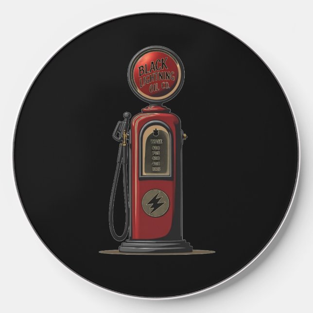 Black Lightning Oil Company Retro Gas Pump Wireless Charger (Front)