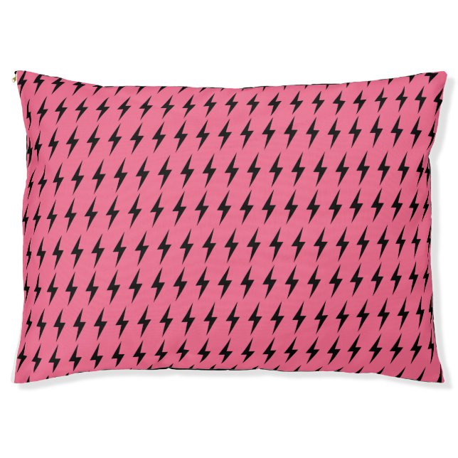 Black Lightning on a Pink Background Pet Bed (Front)