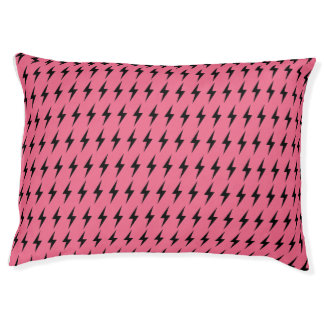 Black Lightning on a Pink Background Pet Bed