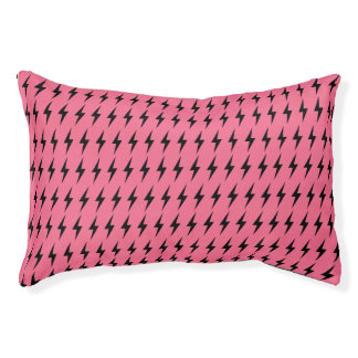 Black Lightning on a Pink Background Pet Bed