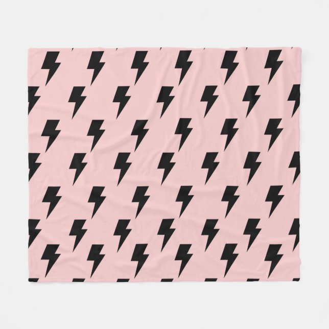 Black Lightning Pink Background Y2K Pattern Fleece Blanket (Front (Horizontal))