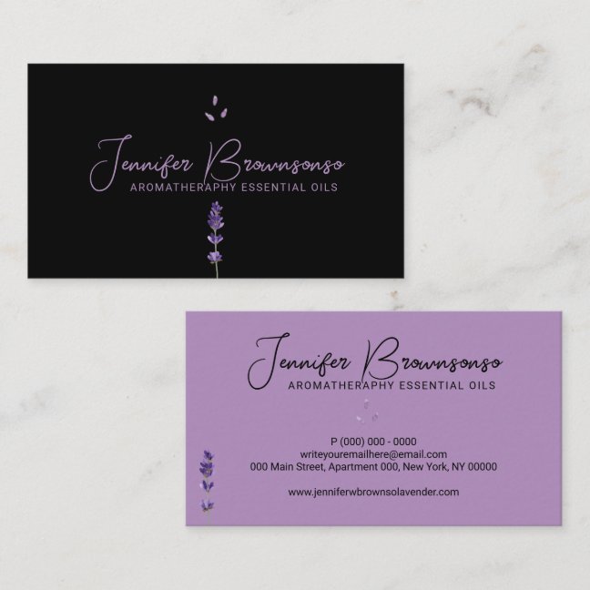 Black Lilac Purple Lavender Business Card
