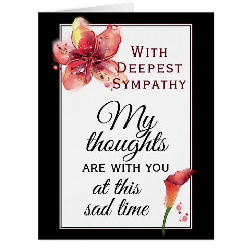 Black Lily floral Sympathy Card