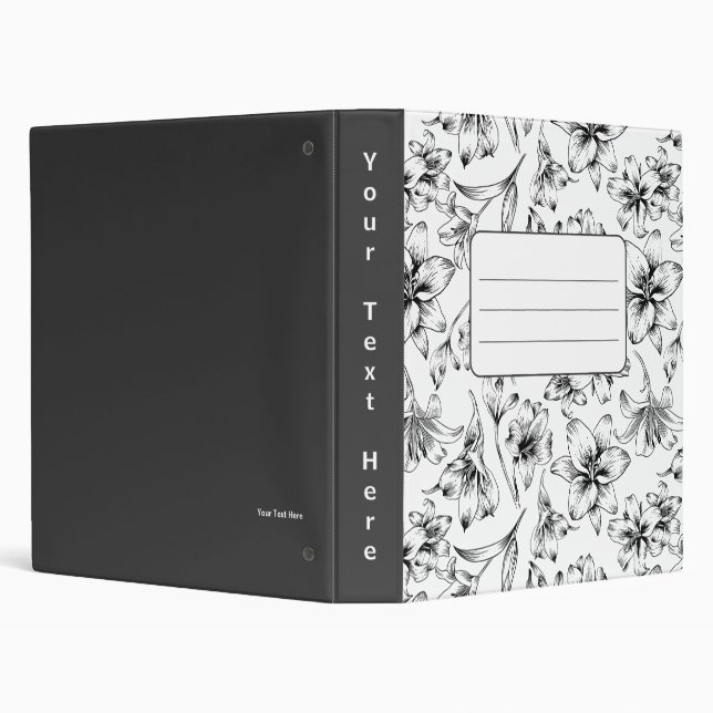 Black Lily Flowers 3 Ring Binder (Background)