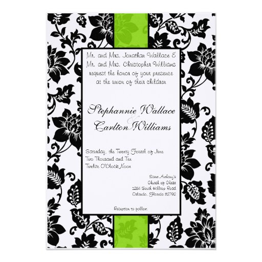 Lime Green And Black Wedding Invitations 5