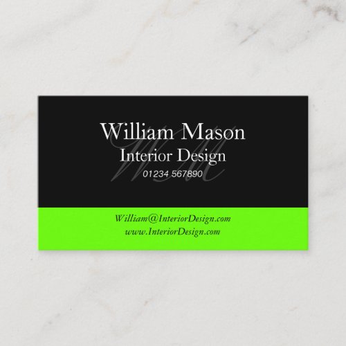 Black &amp; Lime Green Professional Business Card