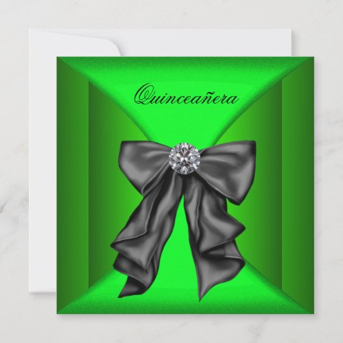 Black Lime Green Qiunceanera Custom Announcement