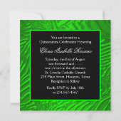 Black Lime Green Zebra Quinceanera Invitation (Back)