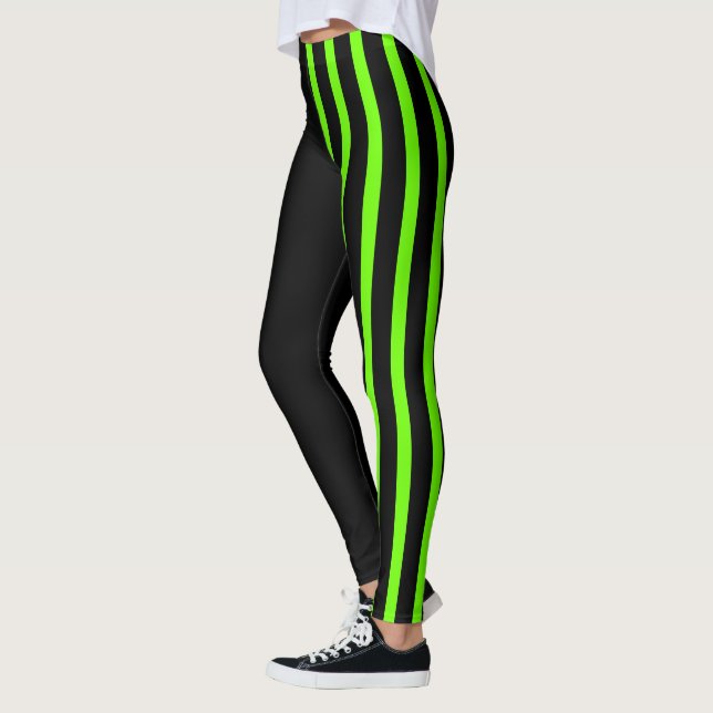 Black & Lime Jester Leggings (Left)