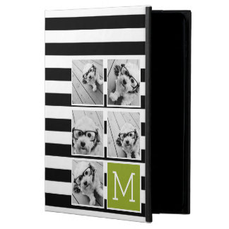 Black Lime Striped Photo Collage Custom Monogram Powis iPad Air 2 Case