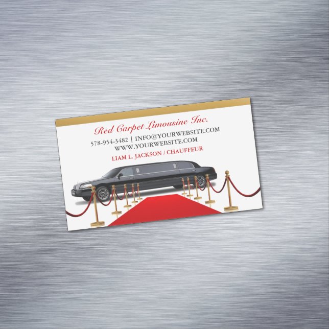 Black Limousine Driver Business Card Magnet (In Situ)