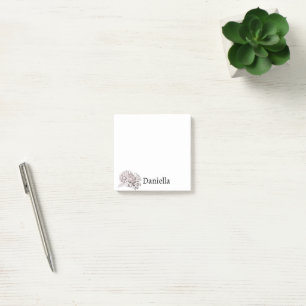 Black Line Art Chrysanthemums with Your Name Post-it Notes