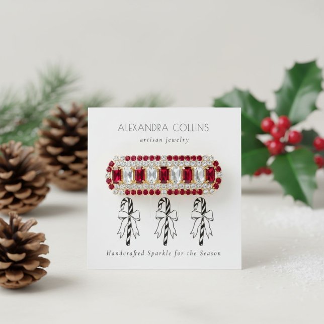 Black Line Art Festive Candy Cane & Bow Hairclip  (Creator Uploaded)