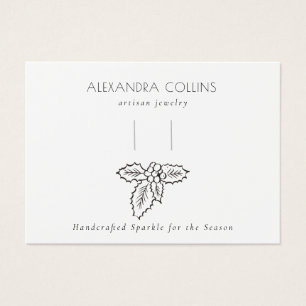 Black Line Art Festive Holly Branch Hairclip