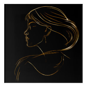 black Line Art Woman – Acrylic Wall Art
