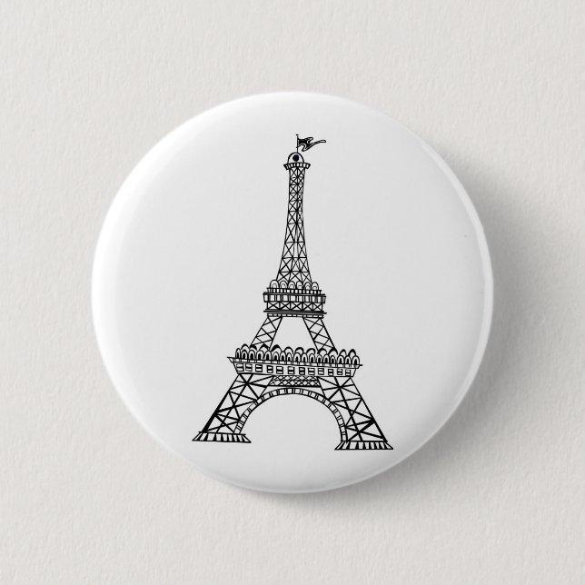 Black Line Eiffel Tower Button (Front)