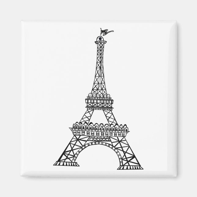 Black Line Eiffel Tower Magnet (Front)