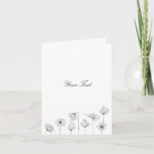Black Line Floral Thank you greeting card