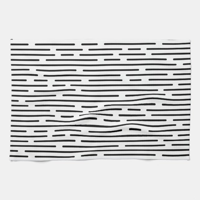 Black Line Geometric Pattern Kitchen Towel (Horizontal)