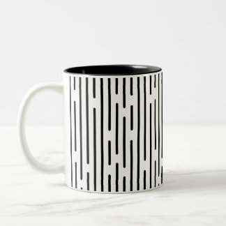 Black Line Geometric Pattern Two-Tone Coffee Mug
