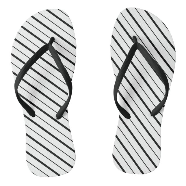 Black Line Geometry Simple Flip Flops (Footbed)