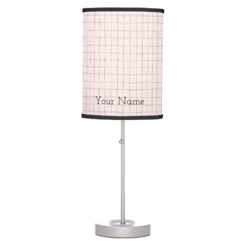 Black Line Grid Personalized  Table Lamp