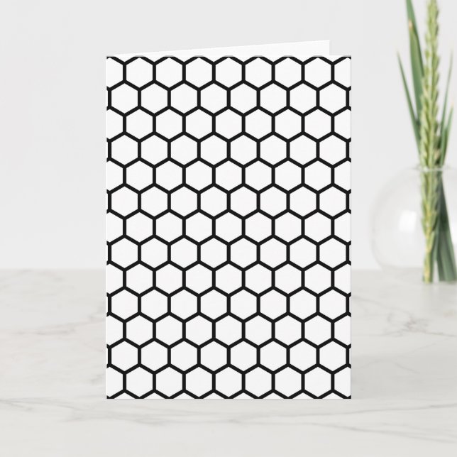 Black Line Honeycomb Bee Hive Hexagonal Pattern Card (Front)