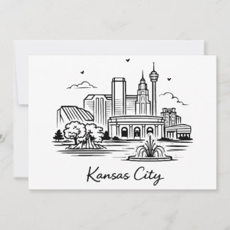 Black line Kansas city illustration Invitation