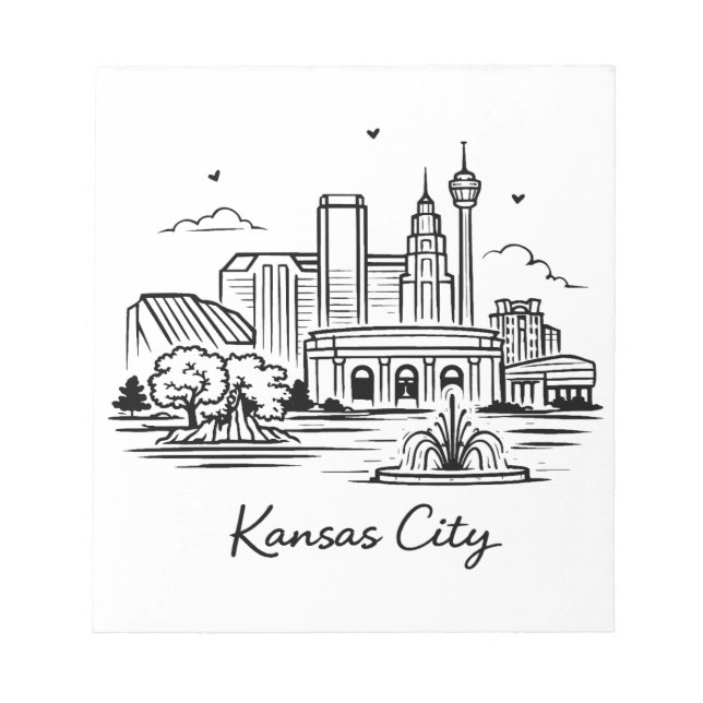Black line Kansas city illustration Notepad (Front)