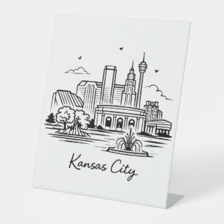 Black line Kansas city illustration Pedestal Sign