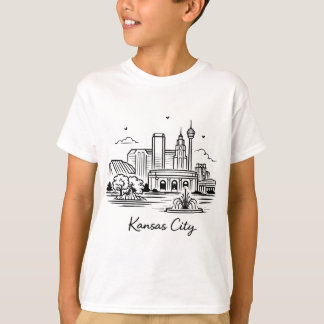 Black line Kansas city illustration T-Shirt