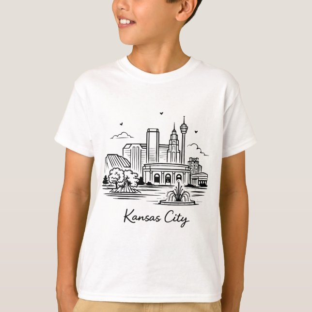 Black line Kansas city illustration T-Shirt (Front)
