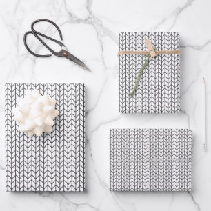 BLACK LINE KNIT Flat Sheet Wrapping Paper
