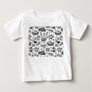 Black line psychedelic hand drawn seamless pattern baby T-Shirt