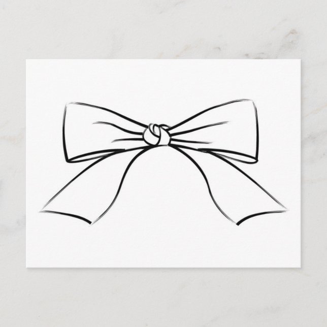 Black Line Ribbon Bow Postcard (Front)