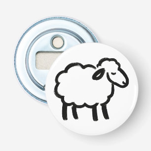 Black Line Sheep – Cozy Animal Ink Design on Bottle Opener