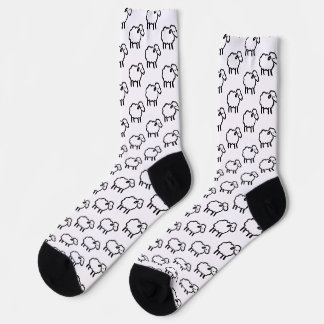 Black Line Sheep – Cozy Animal Ink Design on Socks