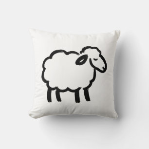 Black Line Sheep – Cozy Animal Ink Design on Throw Pillow
