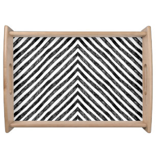 Black linear stripes, seamless pattern. serving tray