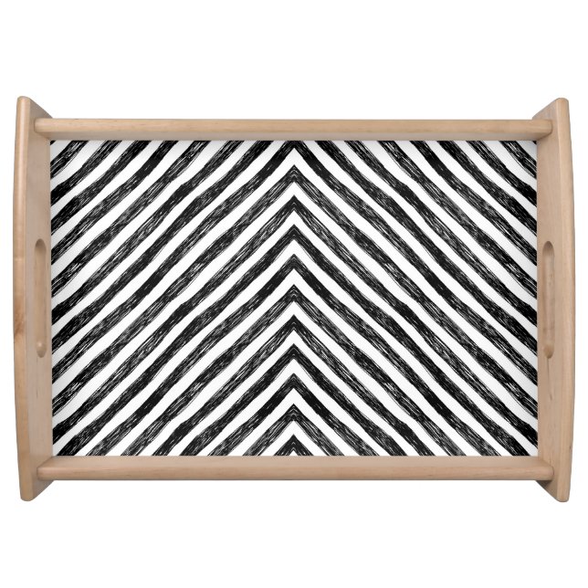 Black linear stripes, seamless pattern. serving tray (Front)